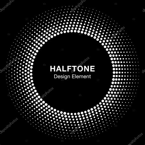 White Abstract Halftone Circle Logo Design Element Stock Vector Image