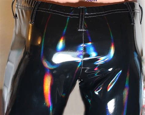 jean style pants shown in black gloss vinyl pvc by suzi fox etsy faux zipper jeans style