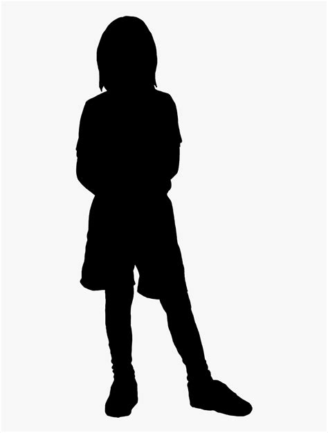 Little Girl In Shorts Standing Kid Silhouette Png Transparent Png