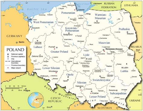 Polsko regiony mapa - Mapa Polska regionů (Východní Evropa - Evropa)
