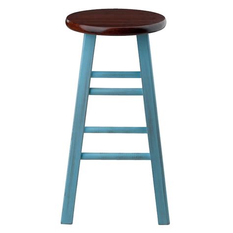 Winsome Wood Ivy Blue Walnut 24 In H Counter Height Wood Bar Stool In