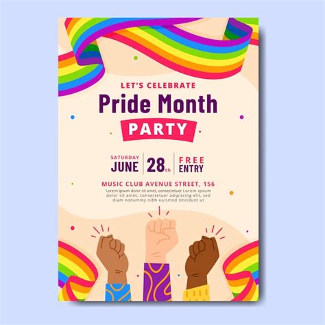 Free Vector Flat Lgbt Pride Month Vertical Poster Template