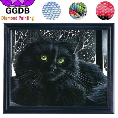 Ggdb 5d Diy Diamond Painting Black Cat Diamond Painting Cross Stitch