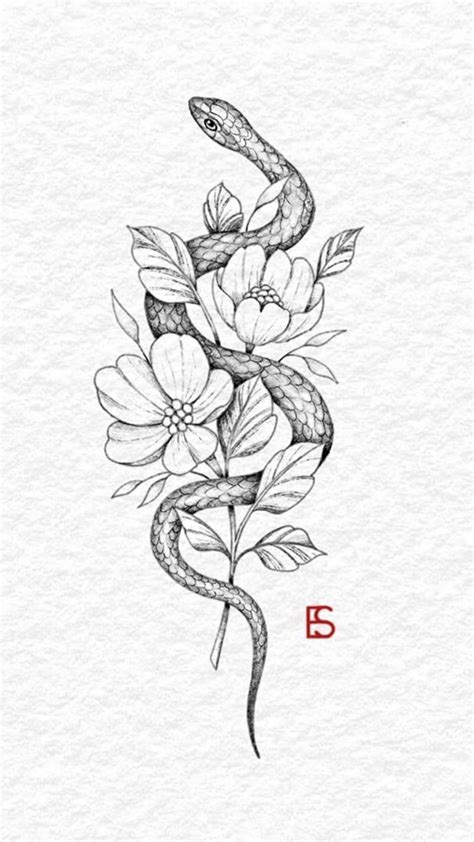 Snake And Flower Tattoo Designs Crown Anchor Snake Flower Tattoo