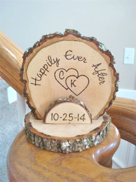 Wedding Cake Topper Rustic Wood Romantic Personalized Wood