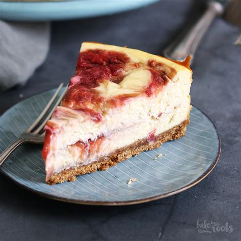 Baked Rhubarb Swirl Cheesecake Bake To The Roots