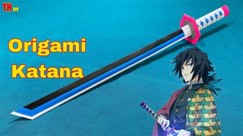 Origami Katana How To Make Demon Slayer Giyu Tomioka Sword From A4