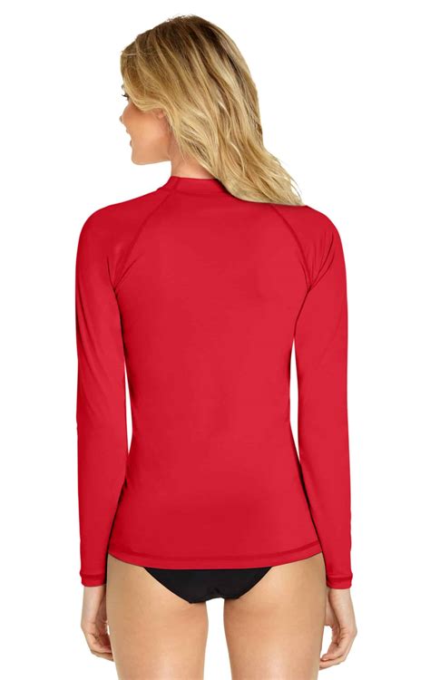 Women S Long Sleeve Rash Guard Red Wet Effect Inc