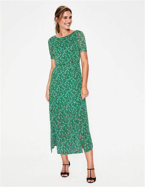 Jane Midi Dress Highland Green Blossom Vine Boden Womens Midi Dresses