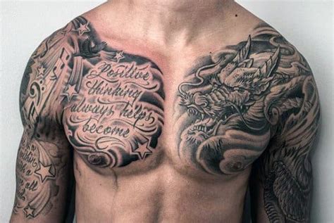 From the '30s style to the streets from the '90s, this design is sure to grab some attention. 50 Chest Quote Tattoo Designs For Men - Phrase Ink Ideas
