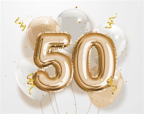 Happy 50th Birthday Gold Foil Balloon Greeting Background 50 Years