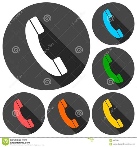 Phone Icons Set With Long Shadow Stock Vector Illustration Of Call