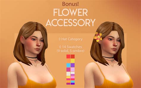 Suki Hair Ts4 Maxis Match Cc Maxis Match Sims Hair Flower Hair Accessories