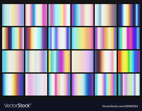 Rainbow Metallic Gradients With Holographic Colors