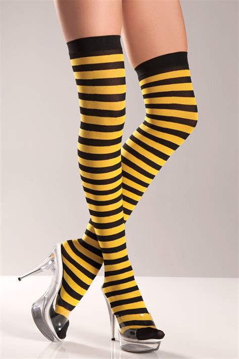 Black And Yellow Striped Thigh Highs Thigh Highs Yellow Stripes