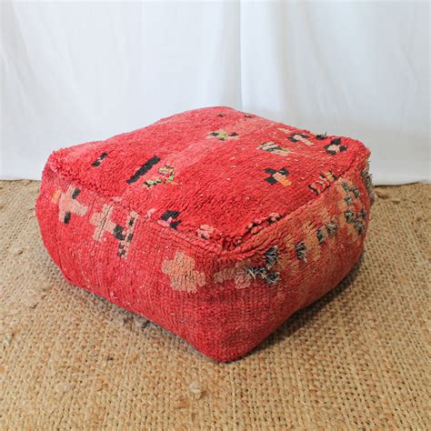 Moroccan Floor Cushion 60x60x20cm Red And Greenvintage Rug Etsy
