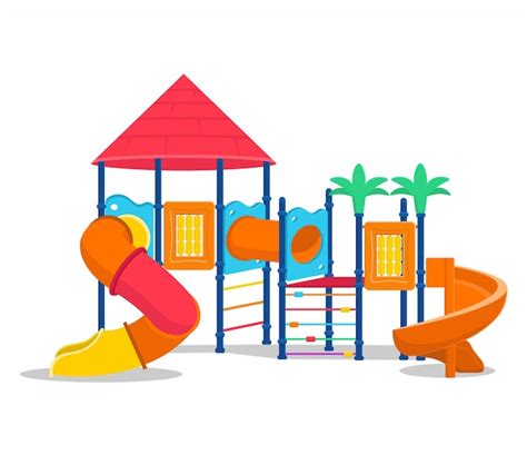 Isometric Kids Playground Websites With Slides Swings Recreational Park