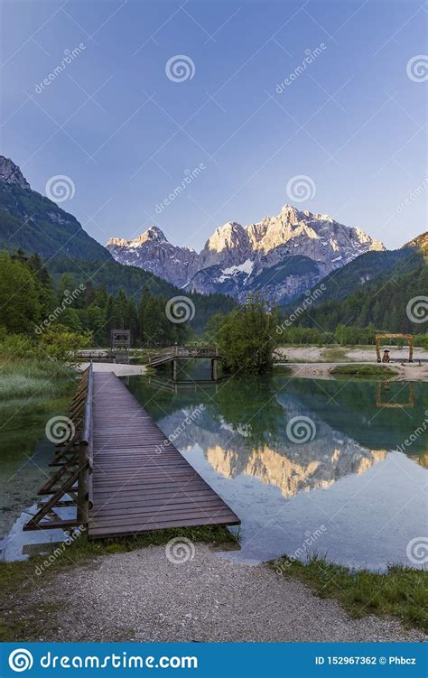 Lake And Mountains Near The Village Kranjska Gora In Triglav National