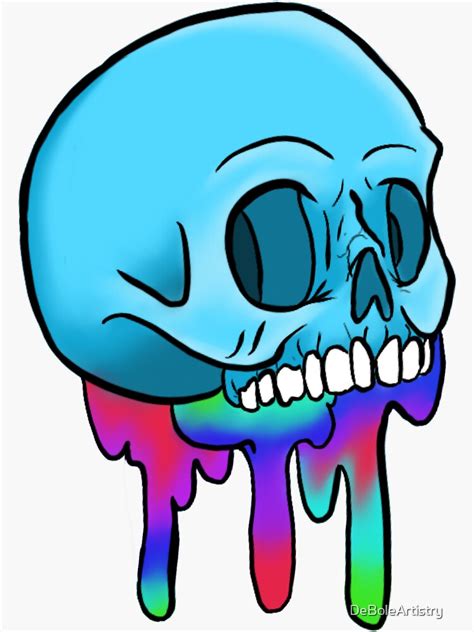 Skull Drip Sticker By Deboleartistry Redbubble