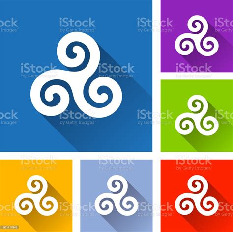 Triskel Icons With Long Shadow Stock Illustration - Download Image Now ...