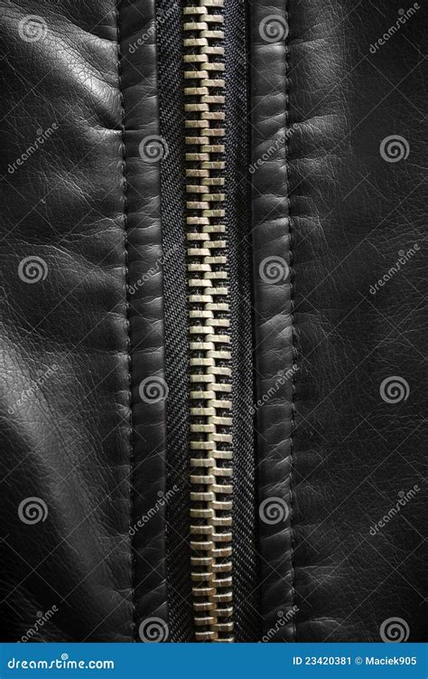 Close Up Of Zip On Leather Stock Image Image 23420381