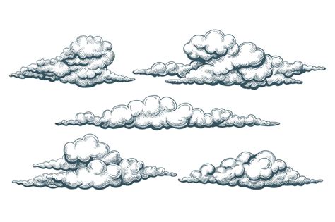 Vintage Clouds Sketch By Vectortatu Thehungryjpeg