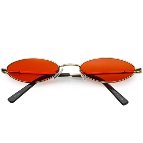 Rimless Oval Sunglasses Slim Metal Arms Color Tinted Neutral Lens 54mm