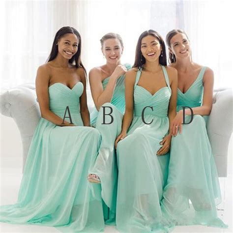 Mismatched Mint Chiffon Different Styles Junior Simple A Line Formal