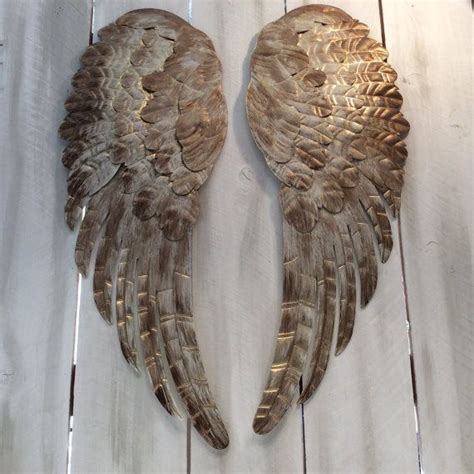 Handmade italian figures of the highest quality, designed and manufactured in the foothills of tuscany; Large metal Angel wings wall decor distressed gold ivory ...