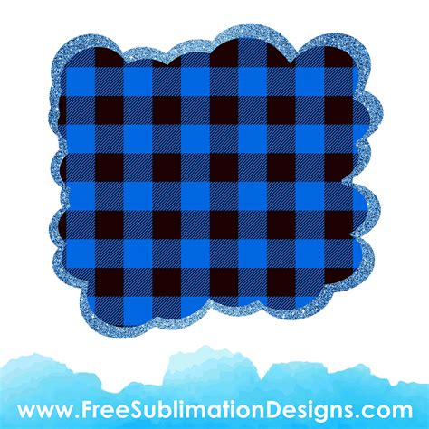 Free Sublimation Print Blue Tartan Cloud Glitter Background Png File