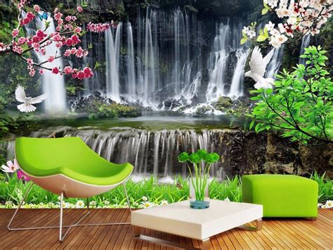 Custom Wallpaper 3d Waterfall Stereoscopic Wallpaper Living Room
