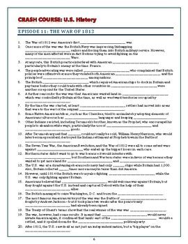 Crash course u.s. history worksheets: episodes 11-15 by elise parker tpt