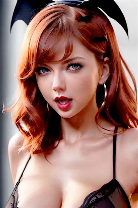 Dopamine Girl Closeup Photo Of A Combination Taylor Swift Adriana Lima Looking Redhead Woman