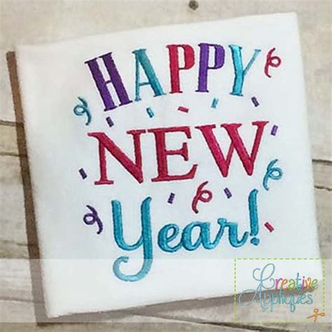 Happy New Year Embroidery Creative Appliques