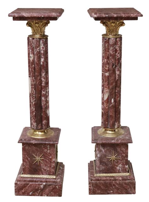 Sold Price 2 Gilt Metal Mounted Rouge Marble Pedestals October 5