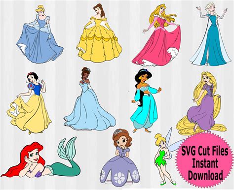 Disney Princess Svg Bundle Disney Svg Files By Monkeysclipart