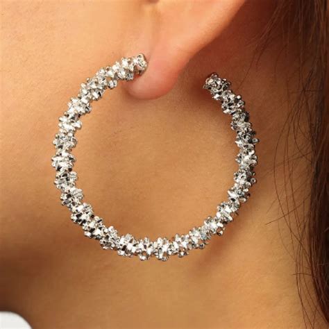 Shellhard Big Round Hoop Earrings Sliver Gold Alloy Large Circle