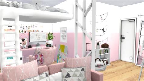 The Sims 4 Speed Build Pink Girly College Dorm Room Cc Links