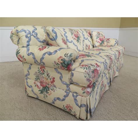 1990s Vintage Ethan Allen Yellow Floral Upholstered Sofa Chairish