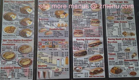 Menu At Pit Stop Burgers Restaurant Torrance