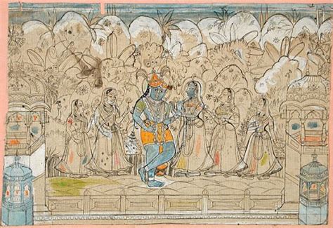 Krishna With Radha And The Gopis Of Braj Indian Folk Art Indian