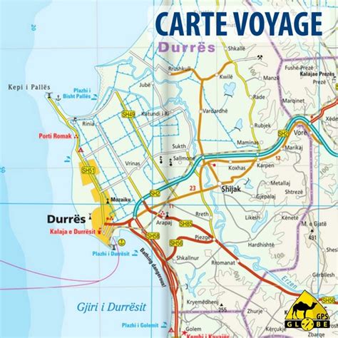 Al (code à 3 lettres : GPS Globe - Carte touristique de l'Albanie au 1 : 220 000