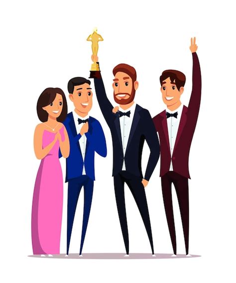 Free Vector Movie Award Win Ceremony With Smiling Men In Tuxedos And