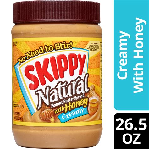 Skippy Natural Creamy Peanut Butter Spread With Honey 265 Oz