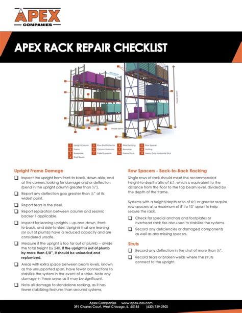 Pallet Rack Inspection Checklist Assessing Forklift Damage Free Racking Inspection