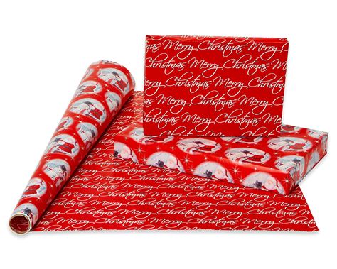 american greetings reversible christmas wrapping paper bundle 4 rolls santa script snowmen and