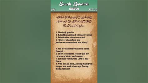 Quran 106 Surah Al Quraysh Quraysh Arabic And English Translation