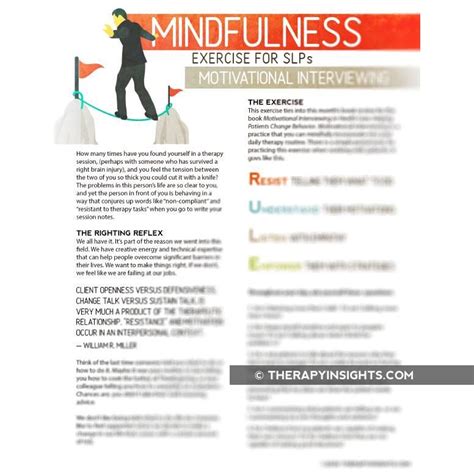 Mindfulness Exercise For Slps Motivational Interviewing Printable
