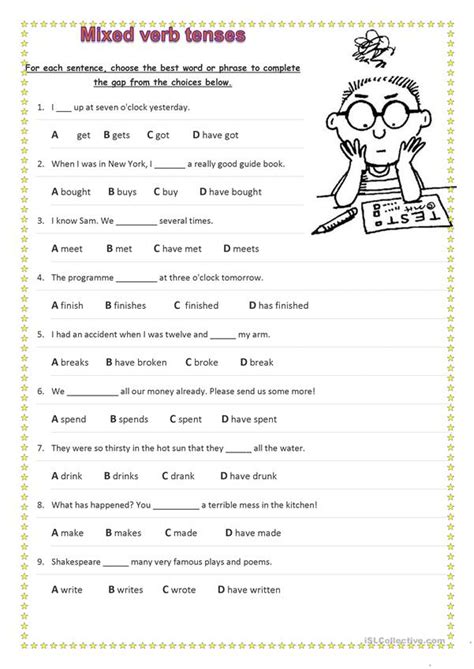 mixed verb tenses english esl worksheets for distance learning and