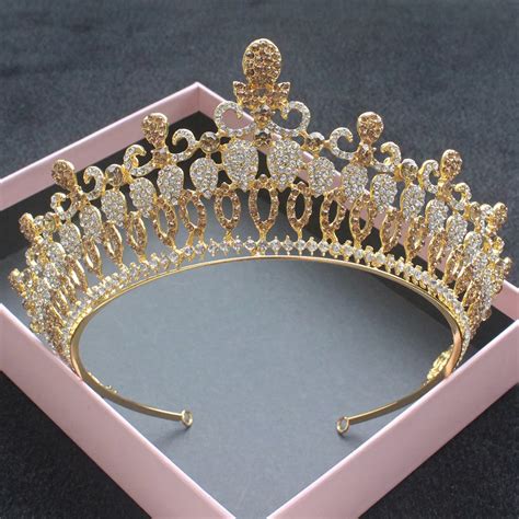 Buy Luxurious European Golden Crystal Queen Tiara